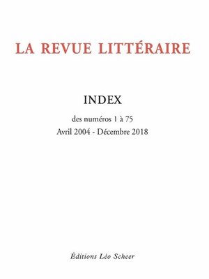 cover image of La Revue Littéraire Index (gratuit)